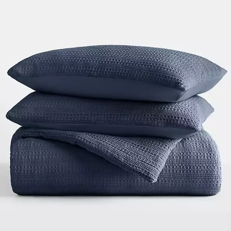 Kirklands Home Navy Waffle Ultra-Soft 3-pc. King Comforter Set Blue New