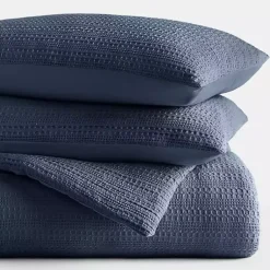 Kirklands Home Navy Waffle Ultra-Soft 3-pc. King Comforter Set Blue New