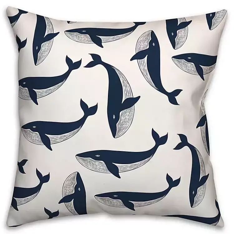 Kirklands Home Navy Whale Outdoor Pillow Clearance