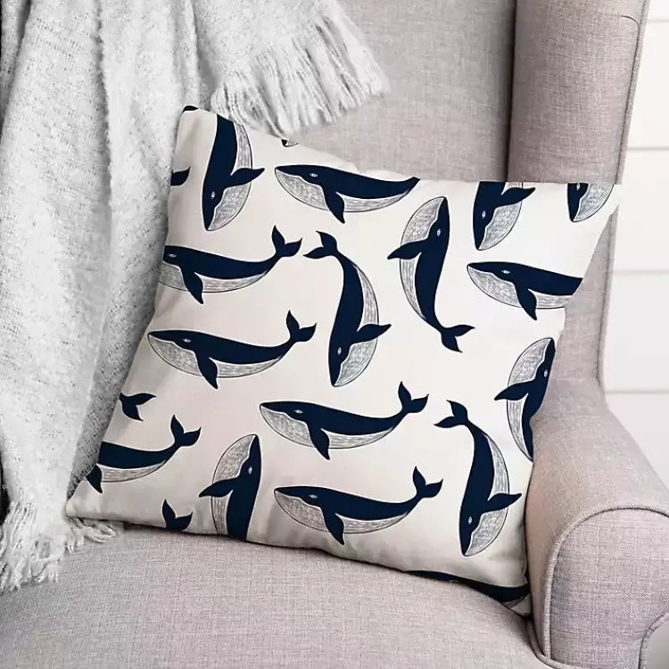 Kirklands Home Navy Whale Outdoor Pillow Clearance