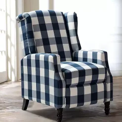 Kirklands Home Navy Windowpane Plaid Recliner Online
