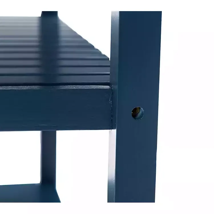 Kirklands Home Navy Wood and Stainless Steel Top Kitchen Cart Blue Online
