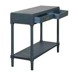 Kirklands Home Navy Wood 2-Drawer Layla Console Table Blue Sale