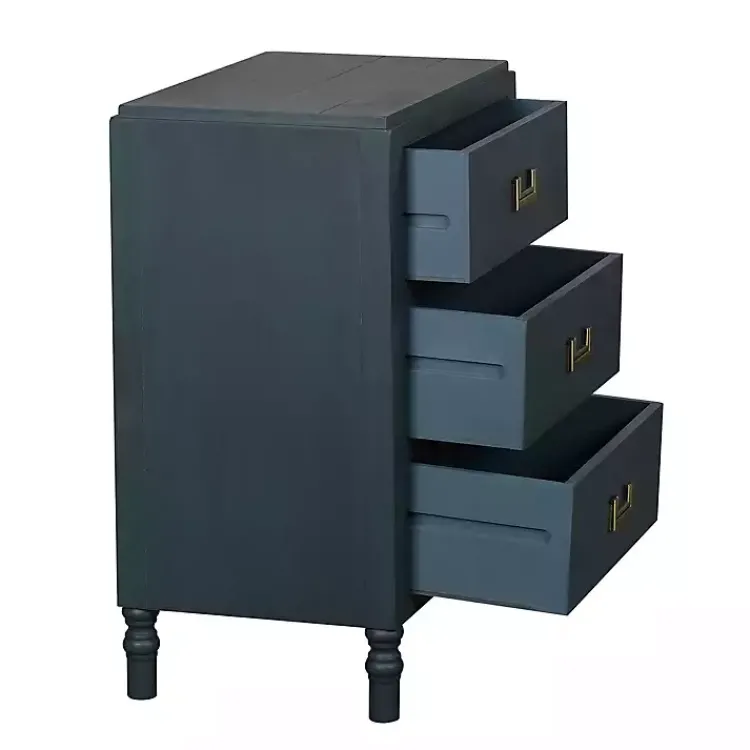 Kirklands Home Navy Wood 3-Drawer Layla Nightstand Blue Hot