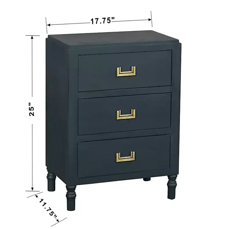 Kirklands Home Navy Wood 3-Drawer Layla Nightstand Blue Hot