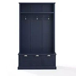 Kirklands Home Navy Wood Storage Bench Hall Tree Blue Discount