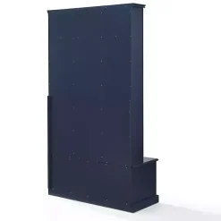 Kirklands Home Navy Wood Storage Bench Hall Tree Blue Discount