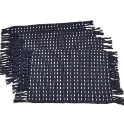 Kirklands Home Navy Woven Dashed Placemats, Set of 4 Blue Best