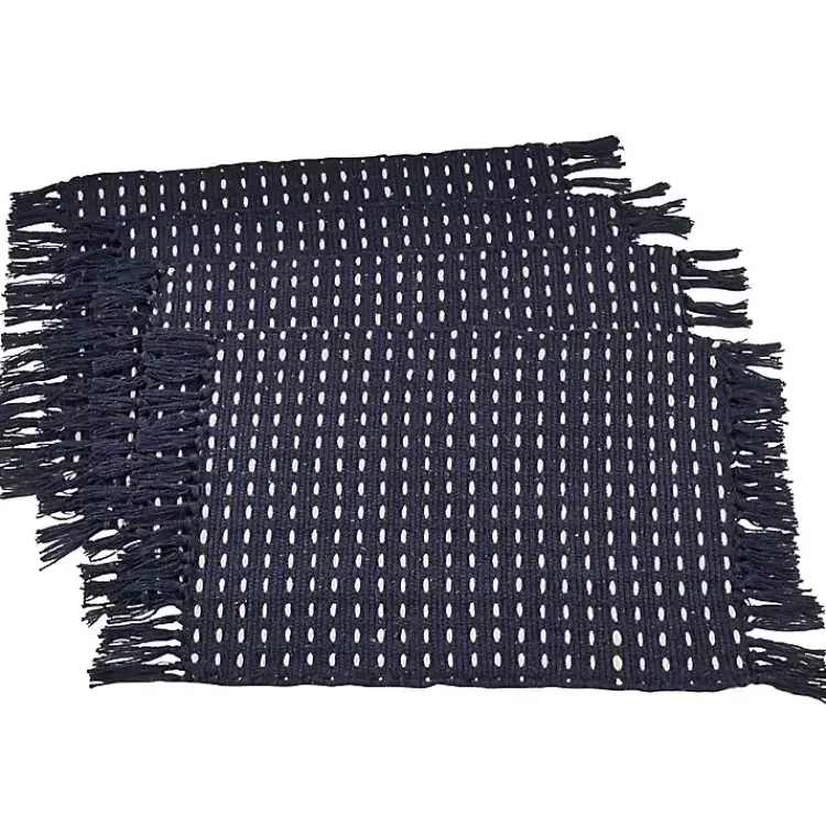 Kirklands Home Navy Woven Dashed Placemats, Set of 4 Blue Best