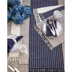 Kirklands Home Navy Woven Dashed Placemats, Set of 4 Blue Best