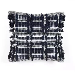 Pillows>Kirklands Home Navy Woven Frill Pillow Blue