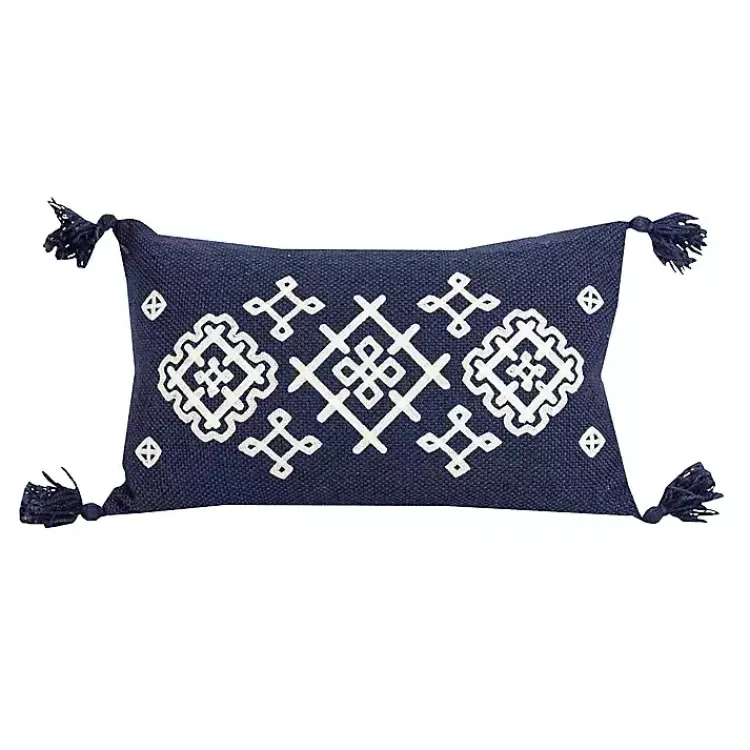 Pillows>Kirklands Home Navy Woven Geo Diamond Indoor/Outdoor Pillow