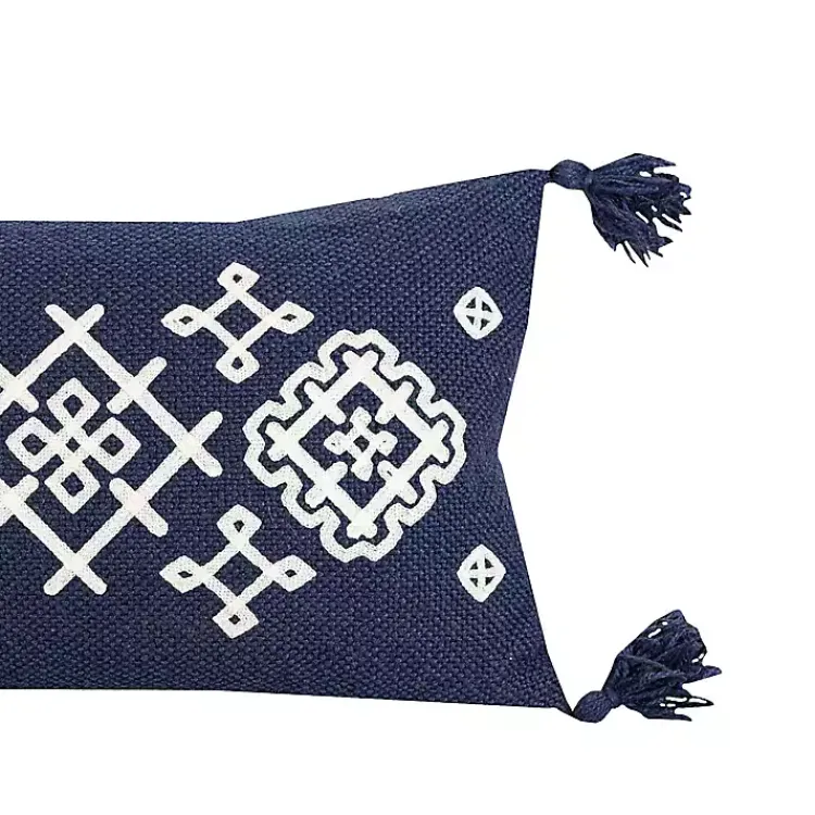 Pillows>Kirklands Home Navy Woven Geo Diamond Indoor/Outdoor Pillow