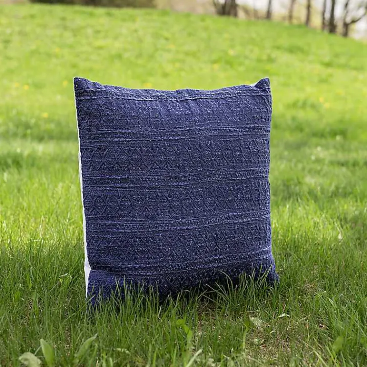 Pillows>Kirklands Home Navy Woven Geo Stripe Indoor/Outdoor Pillow Blue