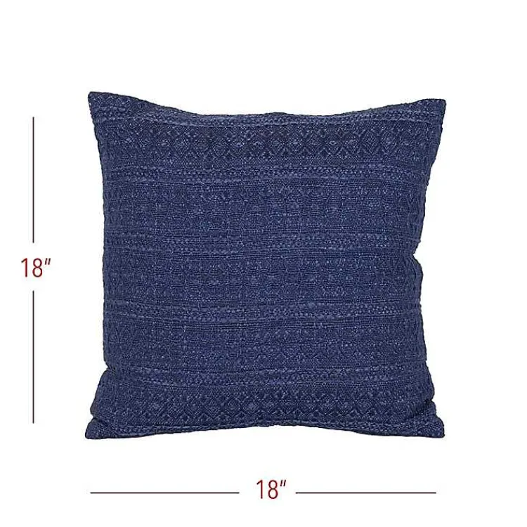 Pillows>Kirklands Home Navy Woven Geo Stripe Indoor/Outdoor Pillow Blue