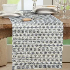 Kirklands Home Navy Woven Line Stripe Table Runner