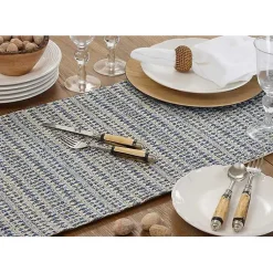 Kirklands Home Navy Woven Line Stripe Table Runner