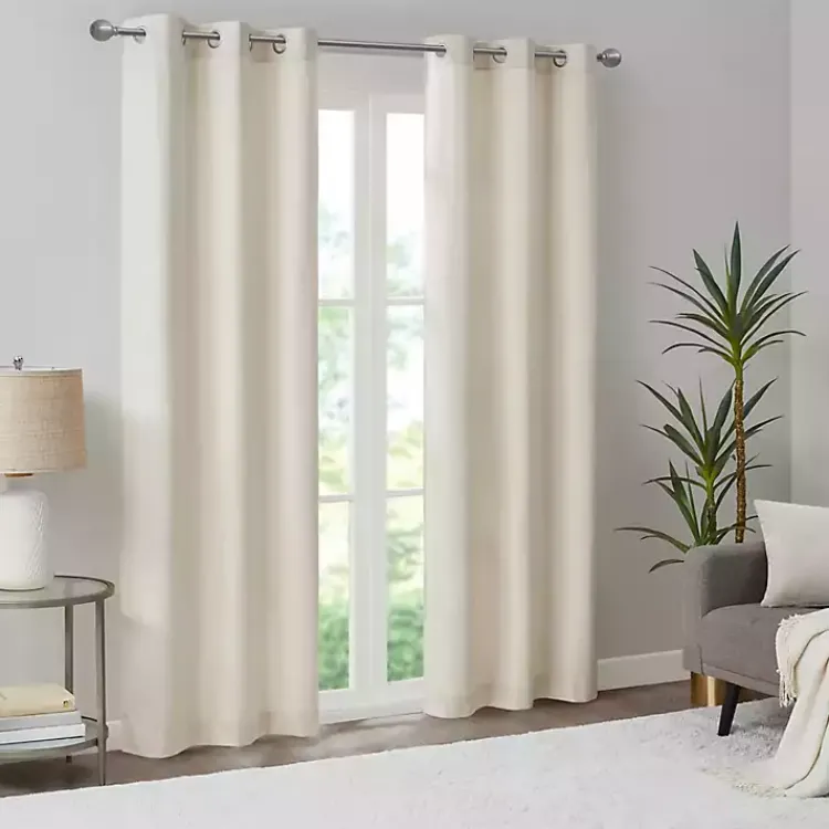 Kirklands Home Neutral Basketweave Curtain Panel Set, 84 in. Tan Online