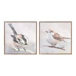 Kirklands Home Neutral Birds Framed Canvas Art Prints, Set of 2 Clearance