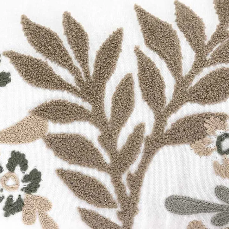 Pillows>Kirklands Home Neutral Blooms Hand Embroidered Lumbar Pillow