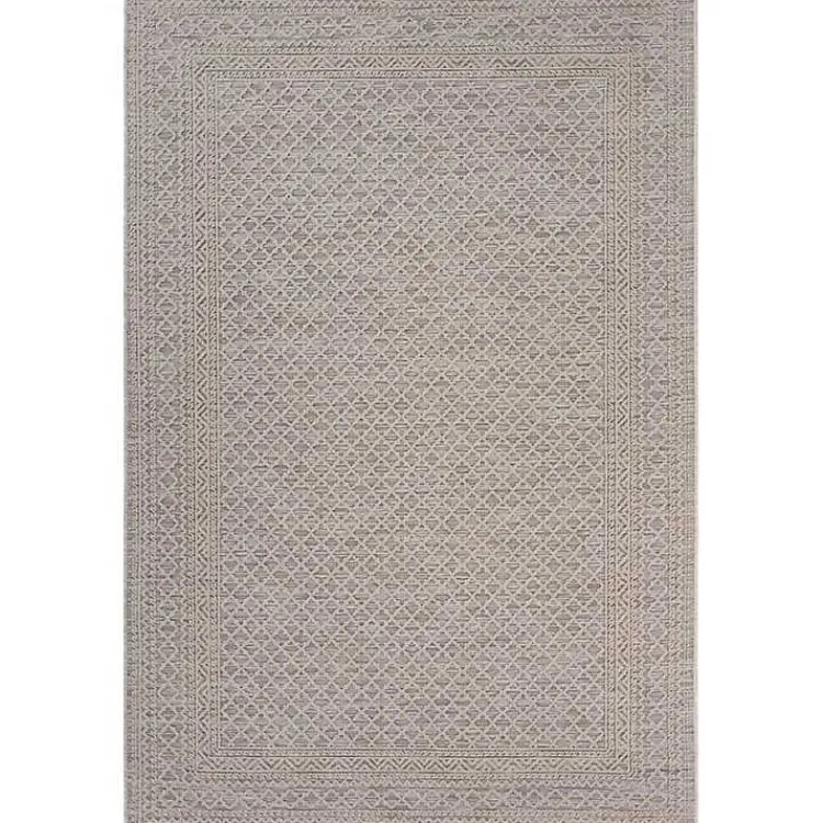 Kirklands Home Neutral Bordered Lattice Outdoor Area Rug, 5x7 Gray New