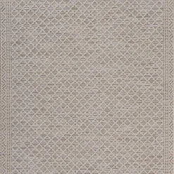 Kirklands Home Neutral Bordered Lattice Outdoor Area Rug, 5x7 Gray New