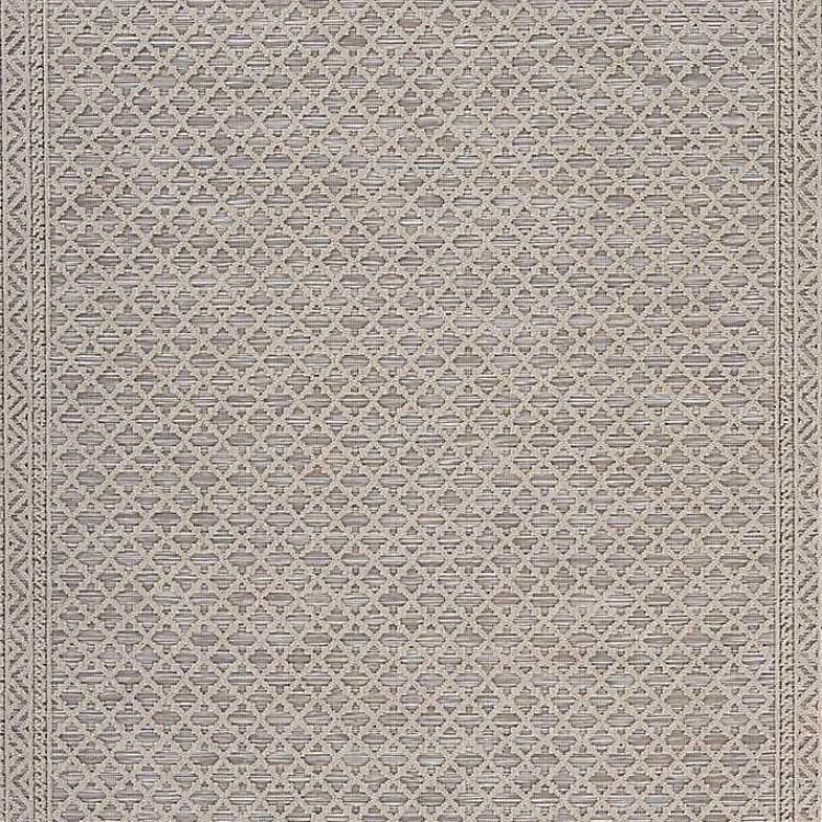 Kirklands Home Neutral Bordered Lattice Outdoor Area Rug, 5x7 Gray New