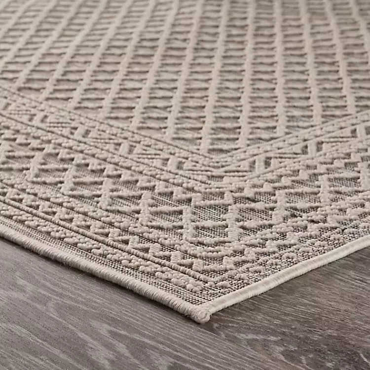 Kirklands Home Neutral Bordered Lattice Outdoor Area Rug, 5x7 Gray New