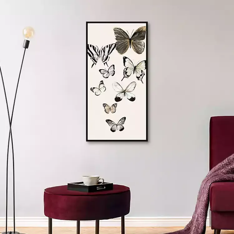 Kirklands Home Neutral Butterflies Framed Canvas Art Print Best