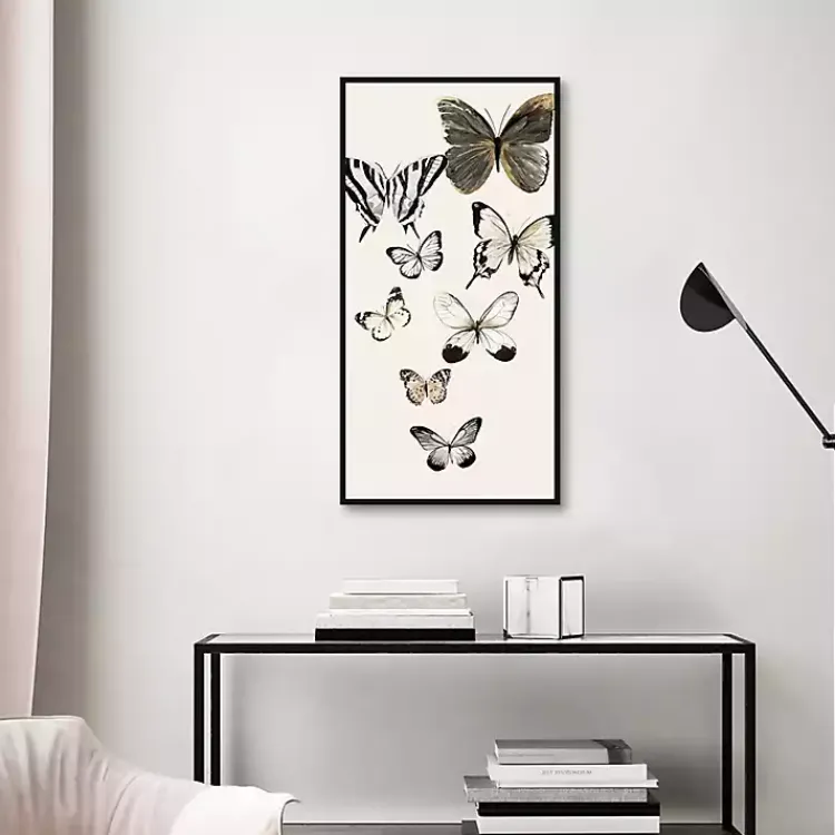 Kirklands Home Neutral Butterflies Framed Canvas Art Print Best