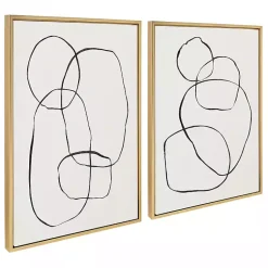 Kirklands Home Neutral Circles Framed Canvas Art Prints, Set of 2 Clearance