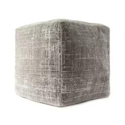 Poufs & Floor Cushions>Kirklands Home Neutral Distressed Geo Ultra-Soft Pouf