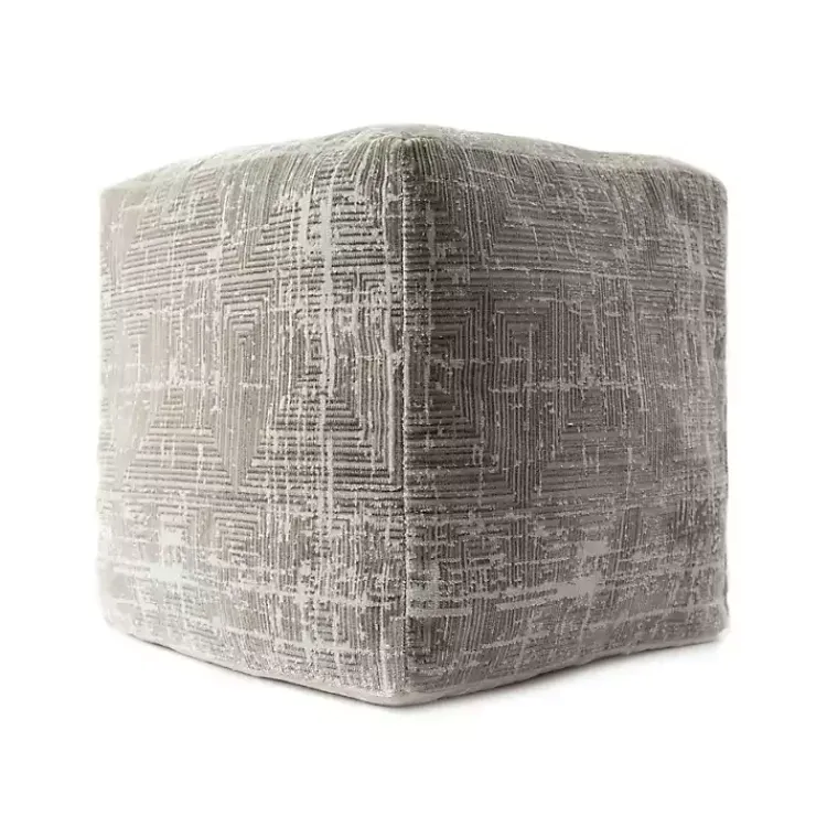 Poufs & Floor Cushions>Kirklands Home Neutral Distressed Geo Ultra-Soft Pouf