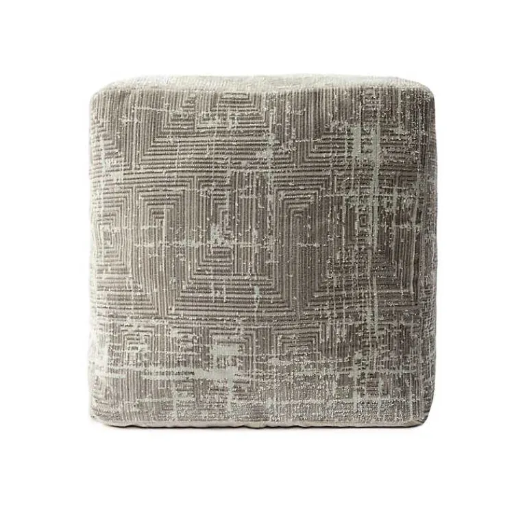 Poufs & Floor Cushions>Kirklands Home Neutral Distressed Geo Ultra-Soft Pouf