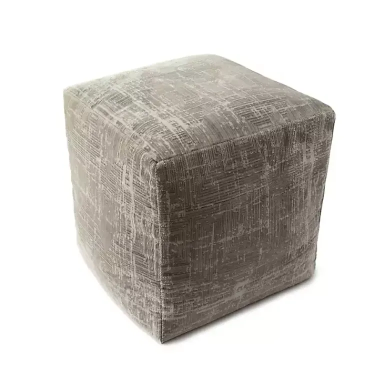 Poufs & Floor Cushions>Kirklands Home Neutral Distressed Geo Ultra-Soft Pouf