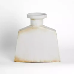 Vases>Kirklands Home Neutral Distressed Pentagon Vase, 9 in. White