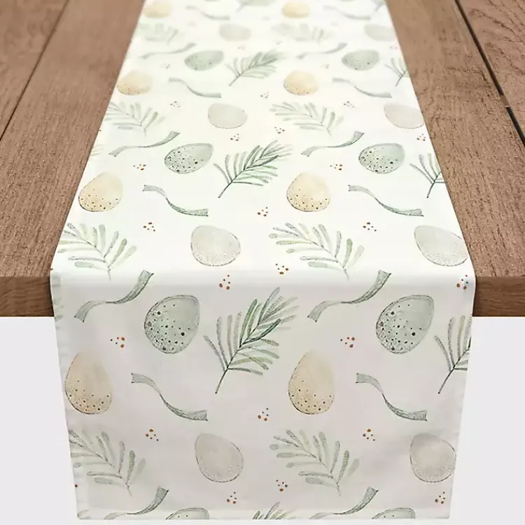 Easter Decorations>Kirklands Home Neutral Eggs and Ribbon Table Runner, 90 in.
