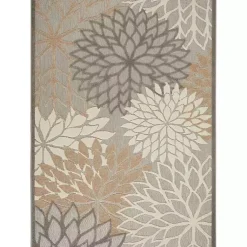 Kirklands Home Neutral Floral Burst Outdoor Area Rug, 5x7 Clearance