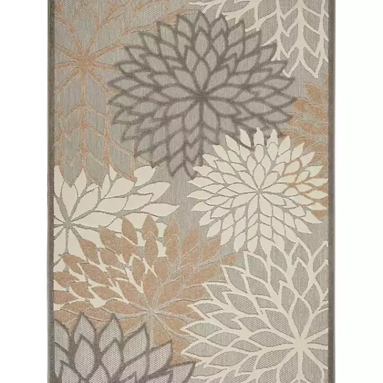 Kirklands Home Neutral Floral Burst Outdoor Area Rug, 5x7 Clearance