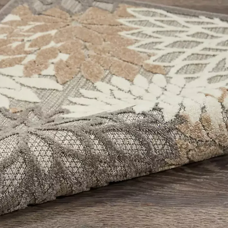 Kirklands Home Neutral Floral Burst Outdoor Area Rug, 5x7 Clearance