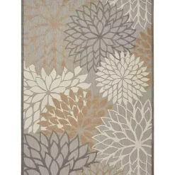 Kirklands Home Neutral Floral Burst Outdoor Area Rug, 7x10