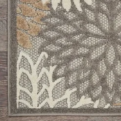 Kirklands Home Neutral Floral Burst Outdoor Area Rug, 7x10
