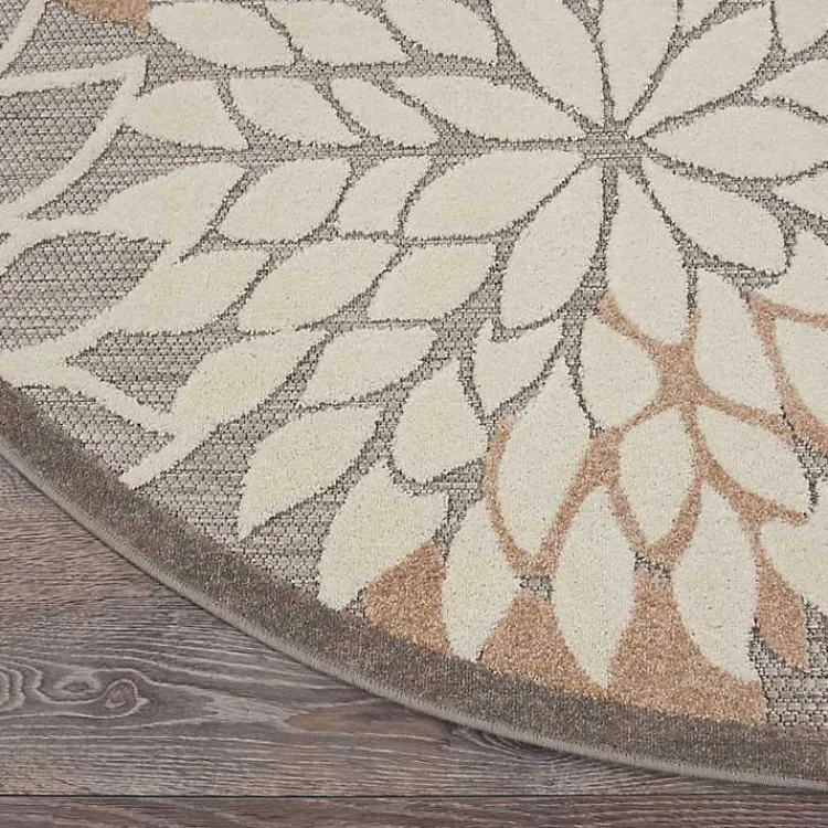 Kirklands Home Neutral Floral Burst Outdoor Round Area Rug, 5 ft. Best