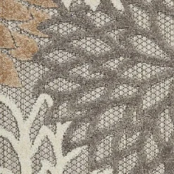 Kirklands Home Neutral Floral Burst Outdoor Round Area Rug, 7 ft. Sale