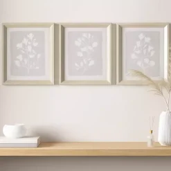 Kirklands Home Neutral Floral Sprigs 3-pc. Framed Art Set Online