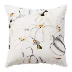 Fall>Kirklands Home Neutral Gold Pumpkins Harvest Throw Pillow Ivory