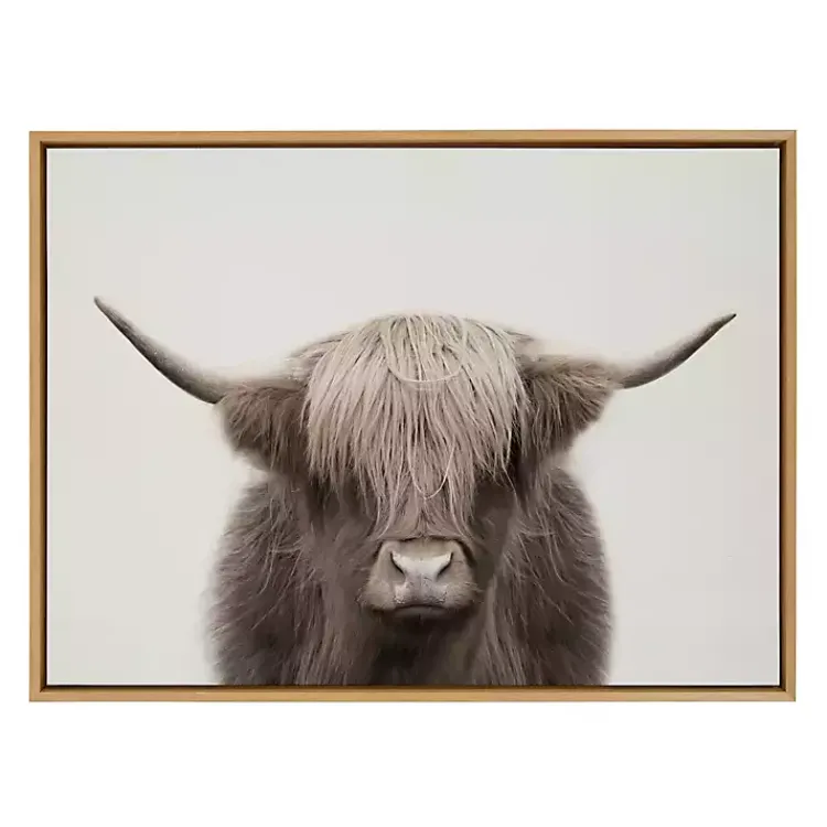 Kirklands Home Neutral Highland Cow Framed Canvas Print, 28x38 Brown Sale