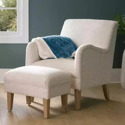 Kirklands Home Neutral Houndstooth 2-pc. Chair and Ottoman Set Tan New