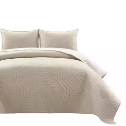 Kirklands Home Neutral Leaf Reversible 3-pc. Full/Queen Quilt Set Online