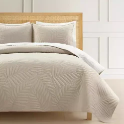 Kirklands Home Neutral Leaf Reversible 3-pc. Full/Queen Quilt Set Online